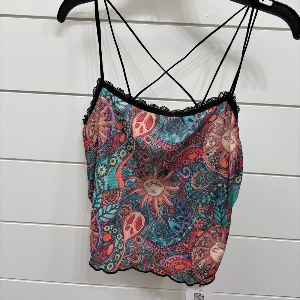 Romwe Bohemian Spaghetti Strap Top